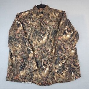 Legacy Falls Outfitters Shirt Men Large L Deer Camo Hunting Buck Print Camp